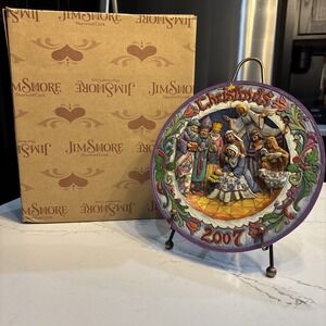 Jim Shore BORN THIS DAY 8" Decorative Plate & Stand 4008193 Nativity Annual 2007